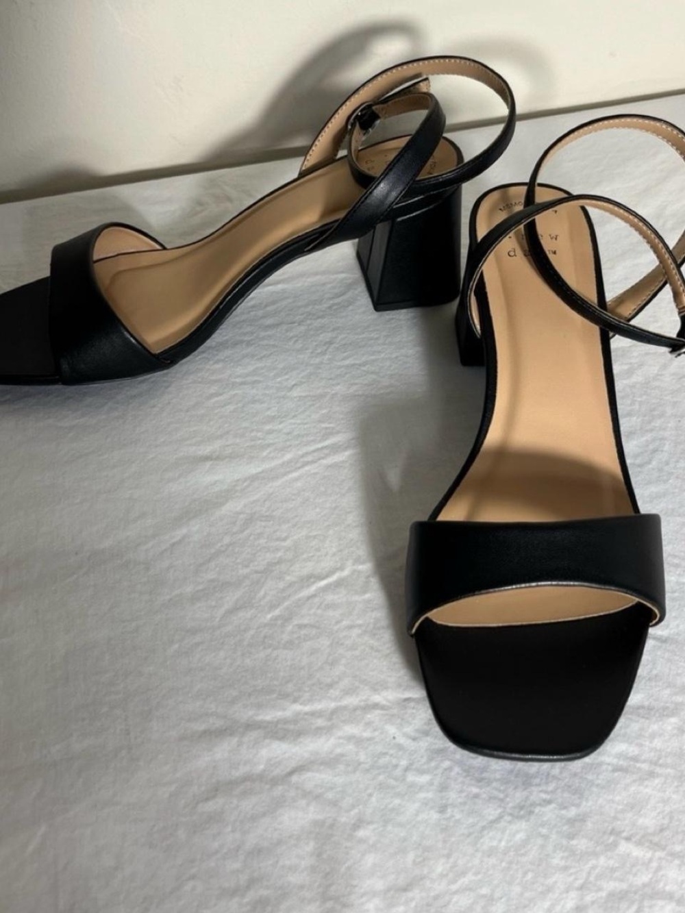 A New Day Shannon Open Toe Square Toe Block Heel Sandals Black 8